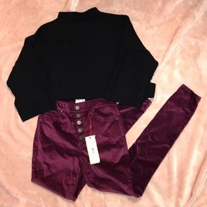 NWT Alice + Olivia VELVET SKINNYs